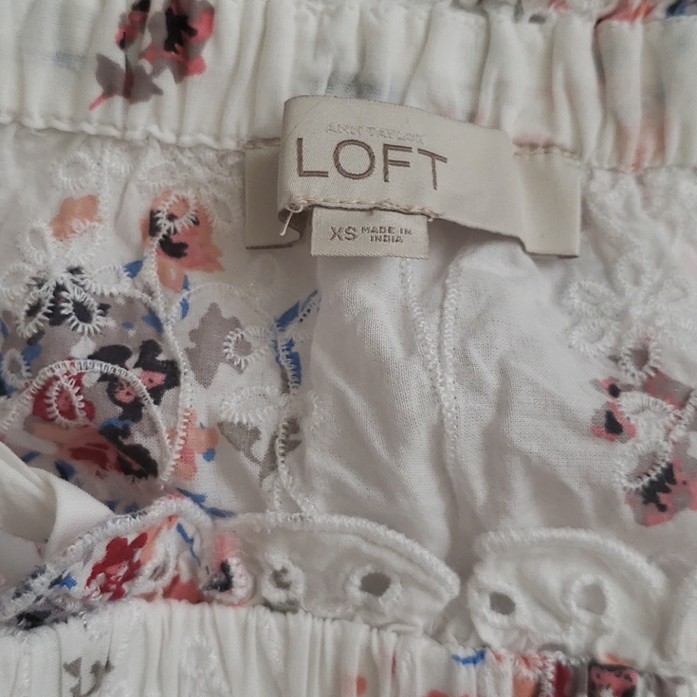 Loft White Eyelet Floral Cold Shoulder Top - Picture 5 of 5